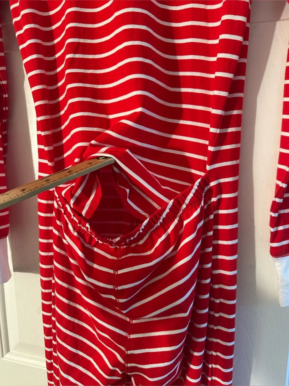 J. CREW Sm Christmas Red White Stripe Cotton Union Suit Onesie Pajamas Lounge
